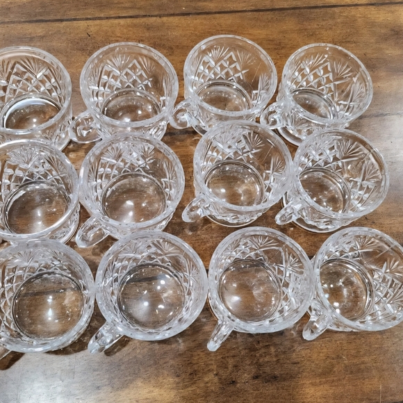 Vintage L.E Smith Crystal Punch Cups 12/ Set Pinwheel & Fan Pattern Original Box - Picture 7 of 10